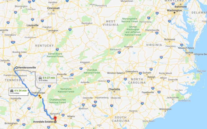 Hendersonville, Tennessee to Avondale Estates, Georgia - Google Maps